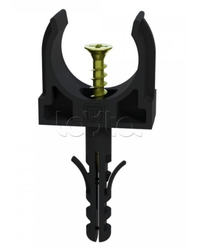 Крепеж-клипса с дюбелем и саморезом черная д25 в малой упаковке (10шт/450шт уп/кор) Промрукав (PR13.0313) в Симферополе Держатели, клипсы, скобы Pintop.ru