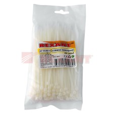 Хомут-стяжка нейлоновый 4х150 мм белый (100шт/уп) REXANT 07-0150-4