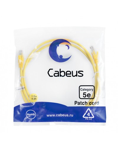 Патч-корд медный U/UTP кат.5е (1,5м) LSZH (желтый) Cabeus (PC-UTP-RJ45-Cat.5e-1.5m-YL-LSZH) в Симферополе Патчкорды (медные) Pintop.ru