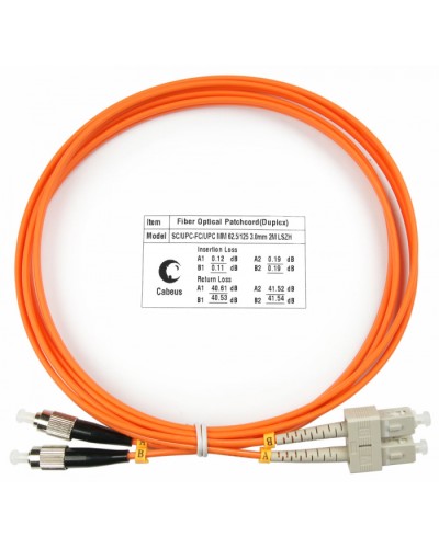 Шнур оптический duplex SC-FC 62,5/125 mm 2м LSZH Cabeus FOP-62-SC-FC-2m в Симферополе Патч-корды оптические Pintop.ru