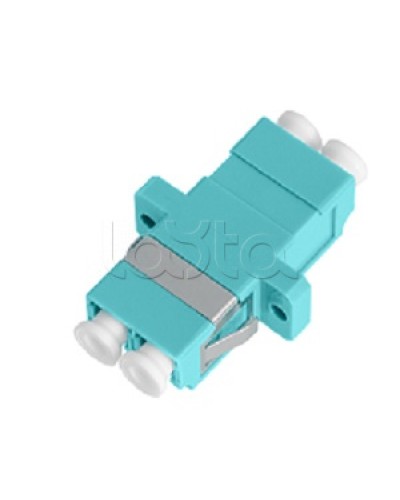 Адаптер NIKOMAX волоконно-оптический, соединительный, многомодовый, стандарта OM3, LC/UPC-LC/UPC, двойной, пластиковый, без шторки, с фланцами, аква, уп-ка 2шт. NIKOMAX (NMF-OA2M3-FN-LCU-LCU-AQ-2) в Симферополе Проходные адаптеры и розетки оптические Pint