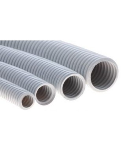 Труба ПВХ гибкая гофрированная д.25мм, тяжёлая без протяжки, 50м, цвет серый DKC 90525 в Симферополе Труба гофрированная Pintop.ru