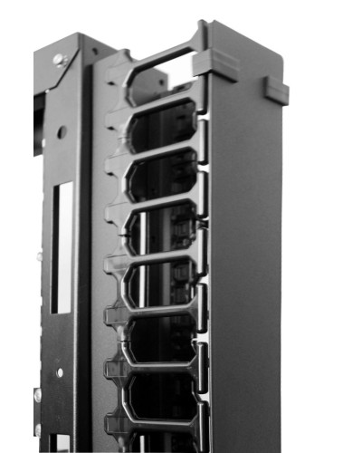 Вертикальный кабельный органайзер с пласт. пальцами для шкафов ШТК-СП-48.6.x, 2 компл ЦМО (ВКО-П-24/48U-9005) в Симферополе Кабельные органайзеры Pintop.ru