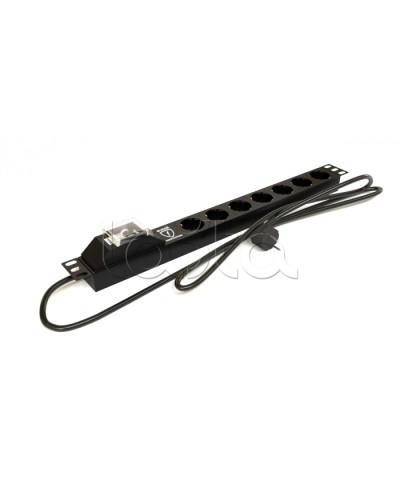 Блок розеток горизонтальный черн Hyperline (SHE19-7SH-BF-2.5EU) в Симферополе Блоки розеток Pintop.ru