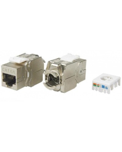 Вставка Keystone Jack RJ-45(8P8C) Hyperline KJ8-8P8C-C6A-180-TLS-SH-F-WH в Симферополе Модули Keystone Pintop.ru