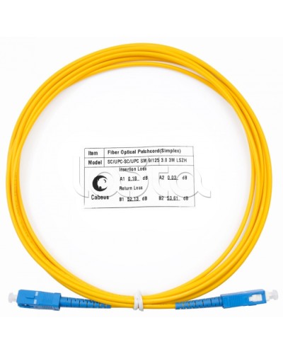 Патч-корд волоконно-оптический (шнур) SM 9/125 simplex SC-SC LSZH (3м) Cabeus FOP(s)-9-SC-SC-3m в Симферополе Патч-корды оптические Pintop.ru