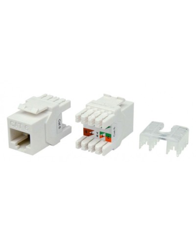 Вставка Keystone Jack RJ-45(8P8C) Hyperline KJ8-8P8C-C6-180-WH в Симферополе Модули Keystone Pintop.ru