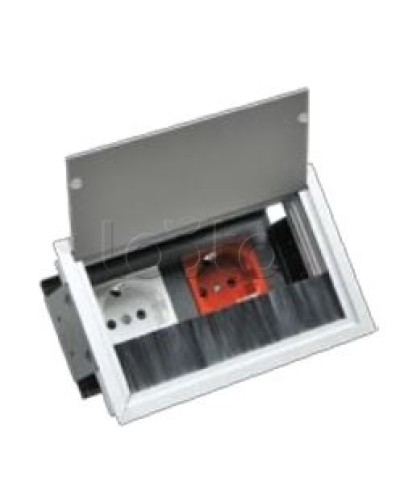 Люк настольный встраиваемый на 2 модуля (45х45мм) с крышкой, алюминий IP20 Экопласт 70042 в Симферополе Системы лючков и колонн Pintop.ru