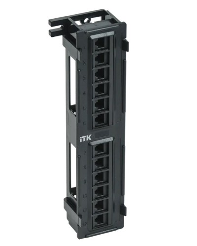 ITK Настенная патч-панель кат.5Е UTP, 12 портов (IDC Dual) (PP12-C5EU-D05) в Симферополе Патч панель Pintop.ru