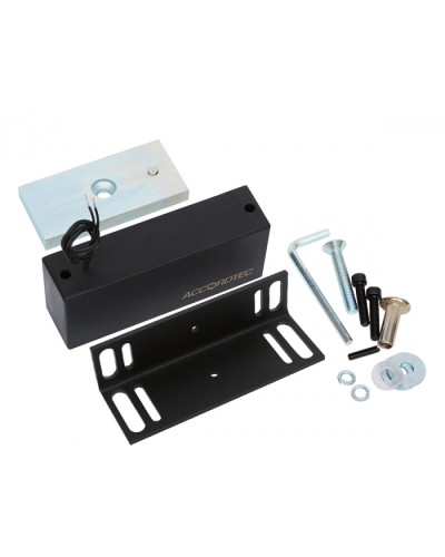 Электромагнитный влагозащищенный замок AccordTec ML-300П с уголком, цвет черный в Симферополе Электромагнитные замки Pintop.ru