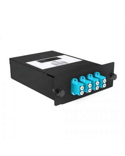 Кассета кроссовая 1 разъем черный Cabeus (FO-OM3-1x8MPO(m)/U-8xLC/U-А-BK) в Симферополе Кросс оптический Pintop.ru