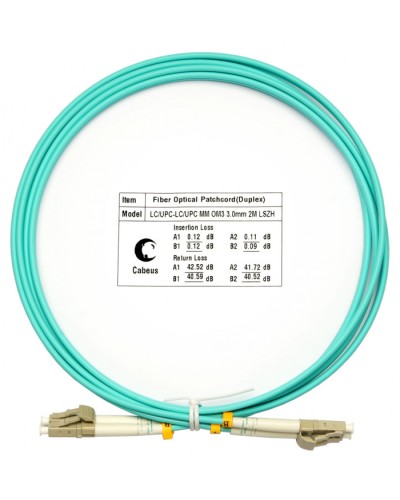 Шнур оптический duplex LC-LC 50/125 mm OM3 2м LSZH Cabeus FOP-50-LC-LC-2m в Симферополе Патч-корды и пигтейлы Pintop.ru