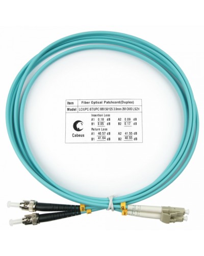 Шнур оптический duplex LC-ST 50/125 MM OM3 2 м LSZH Cabeus FOP-50-LC-ST-2M в Симферополе Патч-корды оптические Pintop.ru