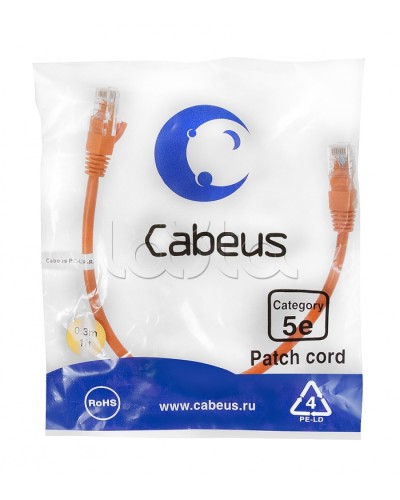 Патч-корд медный U/UTP кат.5е (0,3м) LSZH (оранжевый) Cabeus (PC-UTP-RJ45-Cat.5e-0.3m-OR-LSZH) в Симферополе Патчкорды (медные) Pintop.ru