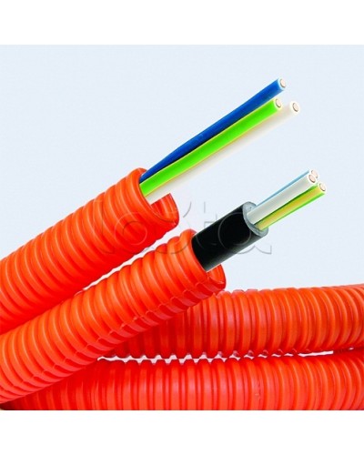 Электротруба ПНД гибкая гофр. д.16мм, цвет оранжевый, с кабелем ВВГнг(А)-LS 3х1,5мм² РЭК ГОСТ+, 50м DKC 7L91650 в Симферополе Труба гофрированная Pintop.ru