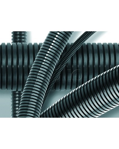 Труба ПА 6 гофр. DN48мм, ПВ-0, Dвн 47,4 мм, Dнар 54,5 мм, цвет тёмно-серый, с протяжкой DKC PA614855F0 в Симферополе Гладкая труба Pintop.ru