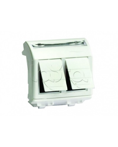 Ком.роз. двойная RJ45 кат.6 (8P8C, Hyperline, Dual IDC: 110&Krone) Brava, слон.кость, 2мод (75452S) в Симферополе Аксессуары для кабель-канала Pintop.ru