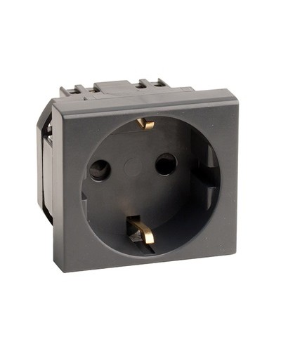 Розетка силовая 2Р+Е, со шторками, «Viva», 2 мод., цвет черный DKC (45205) в Симферополе Аксессуары для кабель-канала Pintop.ru