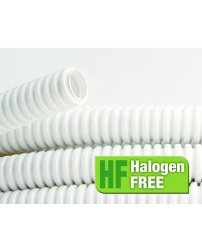 Труба ПЛЛ гибкая гофр. не содержит галогенов д.40мм, ПВ-0, с протяжкой,20м, цвет белый DKC 81840 в Симферополе Труба гофрированная Pintop.ru