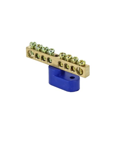 Шина 0 N (6х9мм) 8 отверстий латунь синий угловой изолятор EKF PROxima (sn0-63-08-1) в Симферополе Аксессуары для стоек и шкафов Pintop.ru