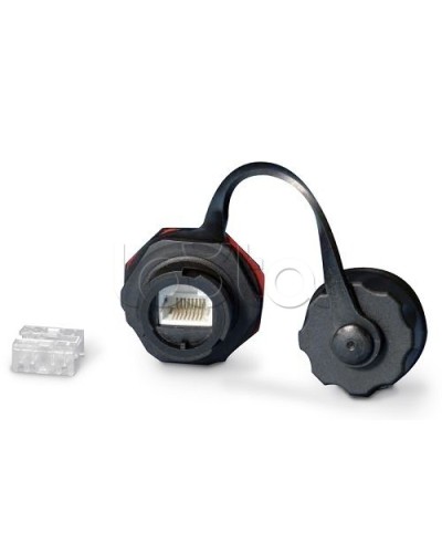 Промышленный модуль Keystone Jack RJ-45 (8P8C), IP67, категория 5e, с защитной крышкой, черный Hyperline KJ-IE-8P8C-C5e-180-BK в Симферополе Распределительные коробки Pintop.ru