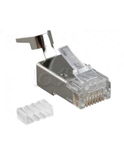 Разъем RJ-45(8P8C) под витую пару, категория 6A, экранированный, со вставкой Hyperline PLUG-8P8C-UV-C6A-SH-50 в Симферополе Коннекторы и разъемы Pintop.ru