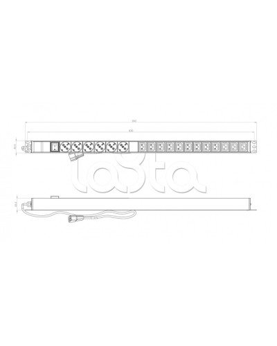 Блок розеток вертикальный черн Hyperline (SHE-6SH-12IEC-2.5AIEC) в Симферополе Блоки розеток Pintop.ru
