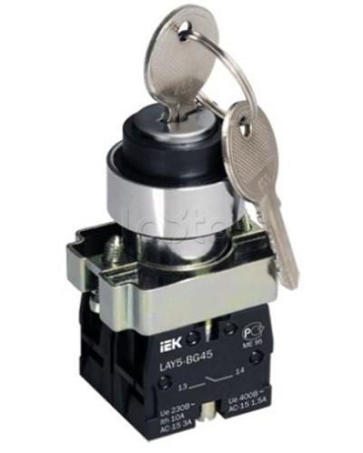 Переключатель LAY5-BG45 на 2 положения с ключом без фиксации IEK BSW80-BG-2-K02 в Симферополе Аксессуары для стоек и шкафов Pintop.ru