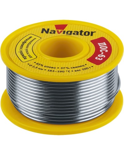 Припой Navigator 93 782 NEM-Pos05-63K-1.5-K100 (ПОС-63, катушка, 1.5 мм, 100 гр) в Симферополе Аксессуары для кабель-канала Pintop.ru