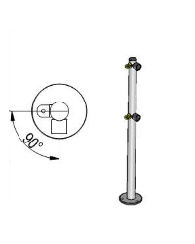 Стойка ограждения L-образная под поворотные створку и секцию 2 полупетли с крепежом, 2 муфты с крепежом справа Oxgard Стойка ограждения с 2-мя полупетлями L-образная права (ВЗР 1996.09.01) в Симферополе Ограждения Pintop.ru