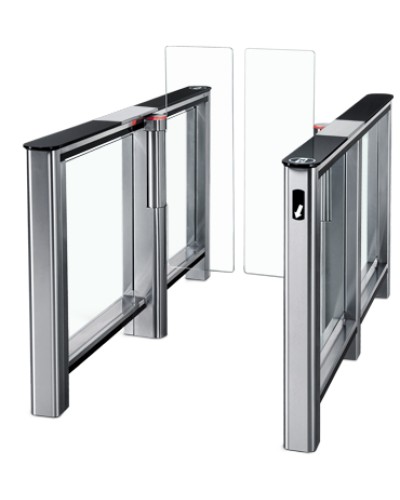 Турникет PERCo-ST-01 с крышками из закал. стекла с центральной вставкой из нерж. стали со створками PERCo-AТG-300H в Симферополе Турникеты Pintop.ru