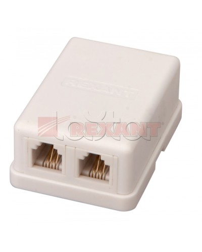 Розетка телефонная 2x6P-4C (50шт/уп) REXANT 03-0002 в Симферополе Блоки розеток Pintop.ru