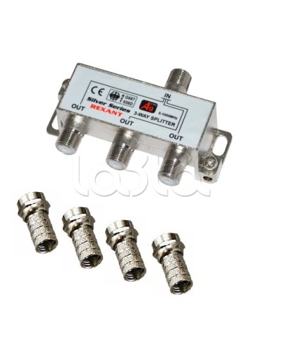 Делитель телевизионный ТВх3 + 4шт. F BOX 5-1000 МГц Silver (10шт/уп) REXANT 05-6102 в Симферополе Системы видеонаблюдения Pintop.ru