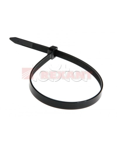 Хомут-стяжка нейлоновый, широкий 8х200 мм чёрный (100шт/уп) REXANT 07-0203 в Симферополе Стяжки-хомуты Pintop.ru