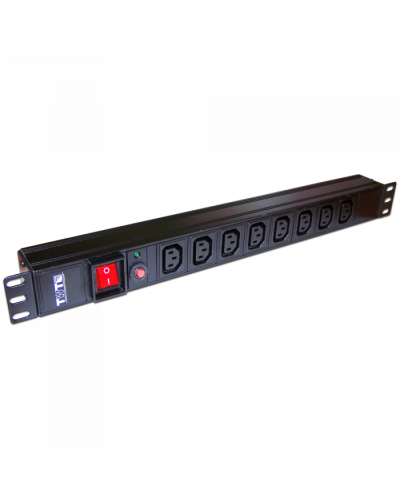 Блок розеток 19, 1-фазный с выкл. 10A / 250V, 8xC13, без шнура питания, разъем C14 TWT (TWT-PDU19-10A8C3) в Симферополе Блоки розеток Pintop.ru