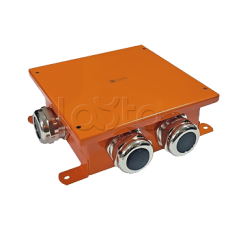 SMB120 Коробка металлическая, огн. E-110,о/п 120х120х60, 4 метал. гермоввода, IP66, 10P, (1,5-6 мм2), цвет оранж. Экопласт (56264)