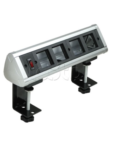 Блок настольный с выключателем нагрузки на 4 модуля (45х45мм) на струбцинах (алюминий) Экопласт 70314 в Симферополе Аксессуары для кабель-канала Pintop.ru