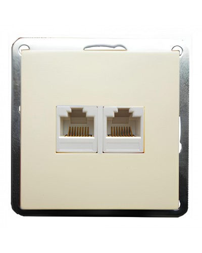 Розетка телефонная двойная 2хRJ-11 с накладкой (бежевый) LK60 (865601) в Симферополе Розетки компьютерные и телефонные Pintop.ru