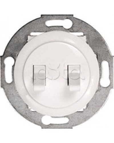 Экопласт Выключатель 2-рычажковый (схема 5) 10 A, 250 B (белый) Vintage в Симферополе Розетки компьютерные и телефонные Pintop.ru