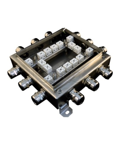 Коробка монтажная огнестойкая Гефест КМ-О (32к*10,0)-IP66 2020нерж, 12 вводов 200х200х60 в Симферополе Распределительные коробки Pintop.ru