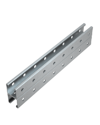 Страт-профиль двойной 41х41 L2100 мм s:3,0 (тройная перфорация) HD85 КМ-профиль (2STPV41-41-2100 3P HD85) в Симферополе Аксессуары для лотков Pintop.ru