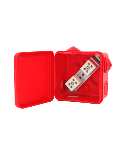 Коробка распределительная огнестойкая КРОПС-П3, IP54, габаритные размеры 80х80х50 мм, для кабелей сечением до 4 мм2, 3 клеммы КМ-Профиль (FRJB-KM-P3-4-03-КРОПС-IP54) в Симферополе Распределительные коробки Pintop.ru