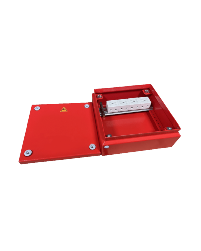 Коробка распределительная огнестойкая КРОПС, IP65, габаритные размеры 200х200х80 мм, для кабелей сечением до 10 мм2, 4 клеммы КМ-Профиль (FRJB-KM-ST6-10-04-КРОПС-IP65) в Симферополе Распределительные коробки Pintop.ru