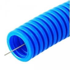 Труба гофрированная ПП лёгкая 350 Н не распространяющая горение с/з синяя д32 (25м/1375м/ уп/пал) Промрукав PR02.0078