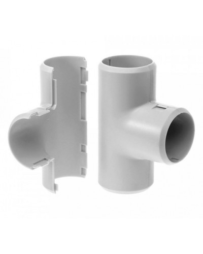 Тройник разборный д32 безгалогенный (HF) атмосферостойкий серый (15шт/180шт уп/кор) Промрукав (PR13.0367) в Симферополе Повороты, муфты, тройники Pintop.ru