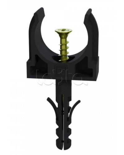 Крепеж-клипса с дюбелем и саморезом черная д20 в малой упаковке (10шт/900шт уп/кор) Промрукав (PR13.0312) в Симферополе Крепеж: Дюбели, шурупы, саморезы Pintop.ru