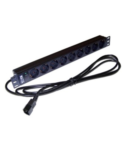 Блок розеток 19 9 шт. без выключателя, 10A 250V, шнур питания с вилкой C14, 3.0 м TWT TWT-PDU19-10A9P4-3.0 в Симферополе Блоки розеток Pintop.ru