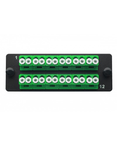 Комплект планка Q-SLOT с 12 адаптерами дуплекс LC OS2, монтажные шнуры, КДЗС Eurolan 38M-S2-2L-12BL в Симферополе Коннекторы Pintop.ru