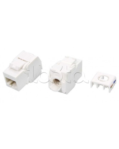 Вставка Keystone Jack RJ-45(8P8C) Hyperline KJ8-8P8C-C6-180-TLS-WH в Симферополе Модули Keystone Pintop.ru