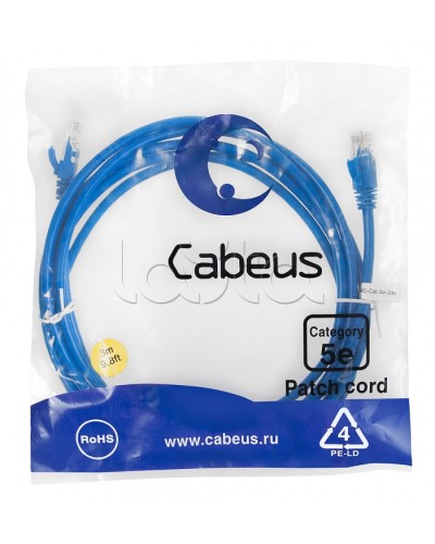 Патч-корд медный U/UTP кат.5е (3м) LSZH (синий) Cabeus (PC-UTP-RJ45-Cat.5e-3m-BL-LSZH) в Симферополе Патчкорды (медные) Pintop.ru